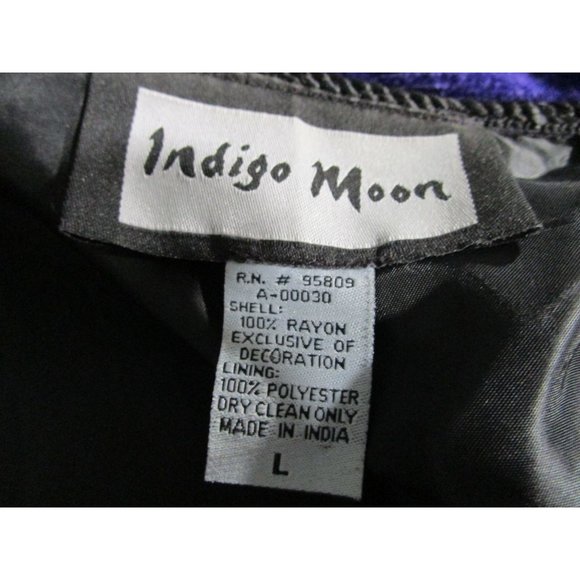 Purple Chenille Glass Applique Embroidered Beaded Sequin Wearable Art Jacket L - Picture 7 of 16